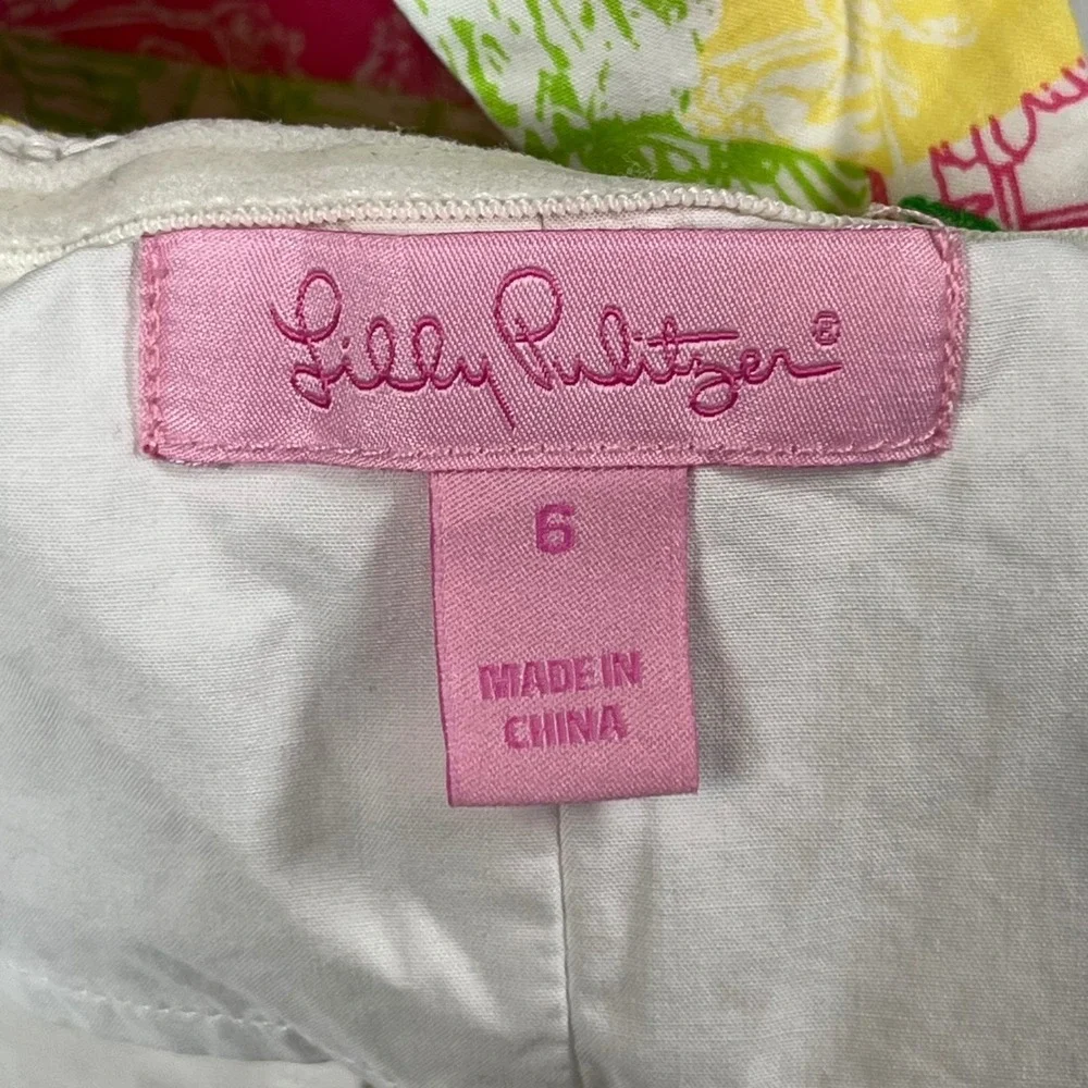 Lilly Pulitzer Franco Multicolor Strapless Dress Sz 6 Tie Back Floral Summer - Picture 3 of 9